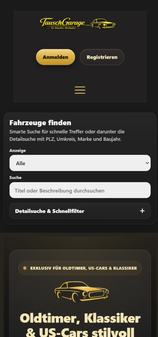 TauschGarage.de auf dem Smartphone